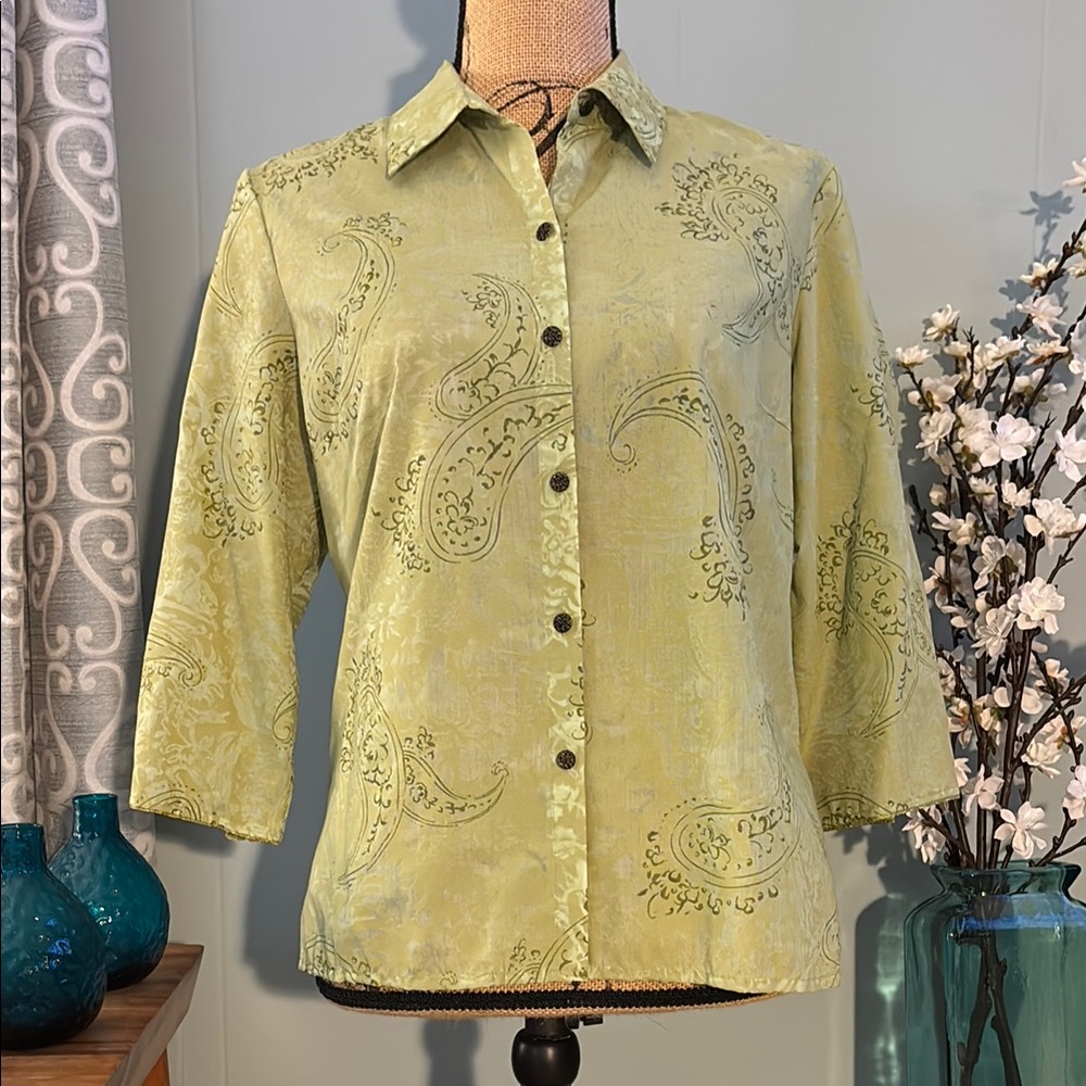J. H. Collectibles Paisley Print Burnout Pattern Blouse